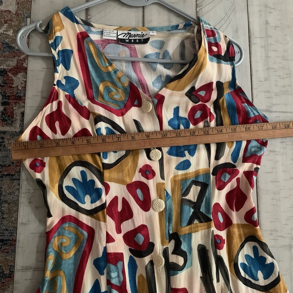 Vtg Marnie West Sleeveless women's Top Size 7 Abstract Print 80s 90s - Picture 9 of 15
